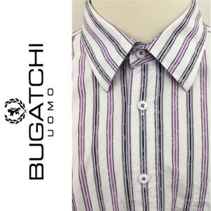 Bugatchi | Long Sleeve Purple Stripe Dress Shirt